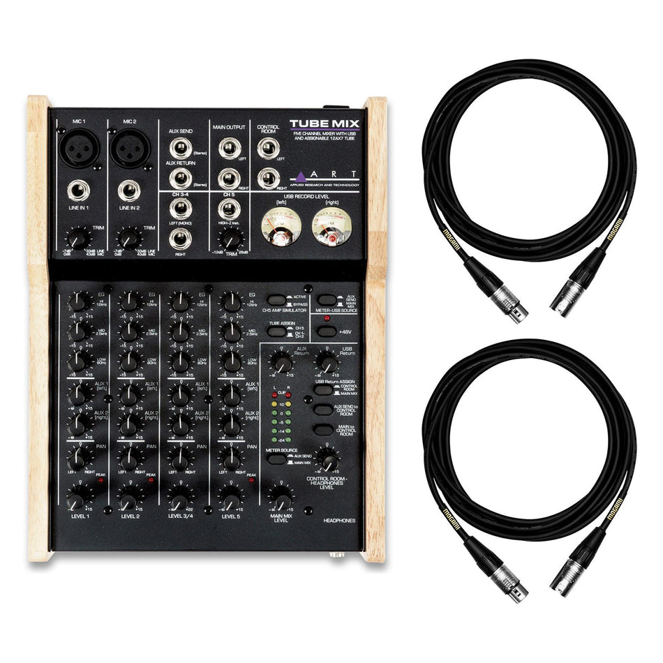 ART TubeMix 5-Channel Mixer Bundle with 15-foot Mogami XLR Cables