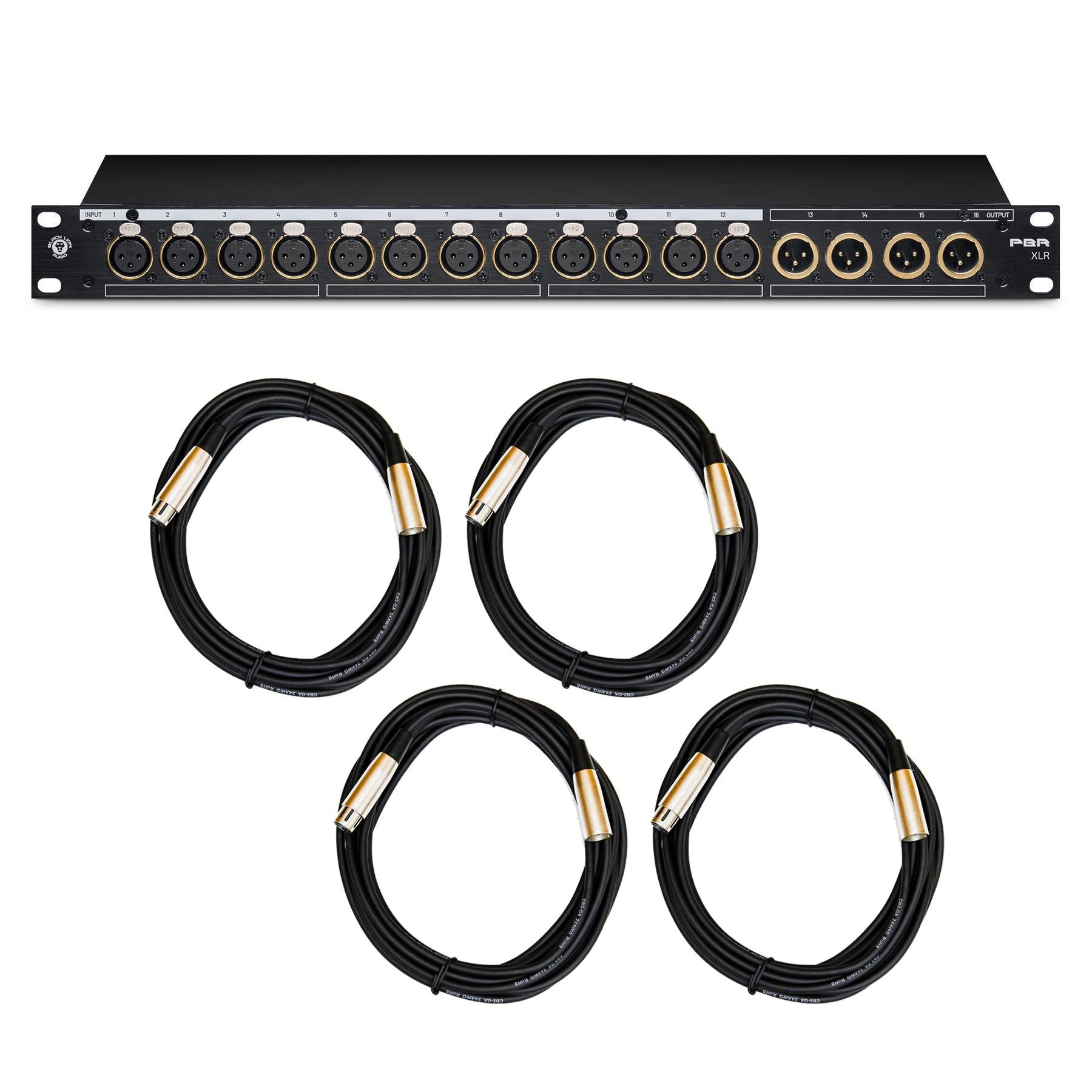 Black Lion BPR XLR 16-Point XLR Patchbay Bundle with 4 XLR Cables