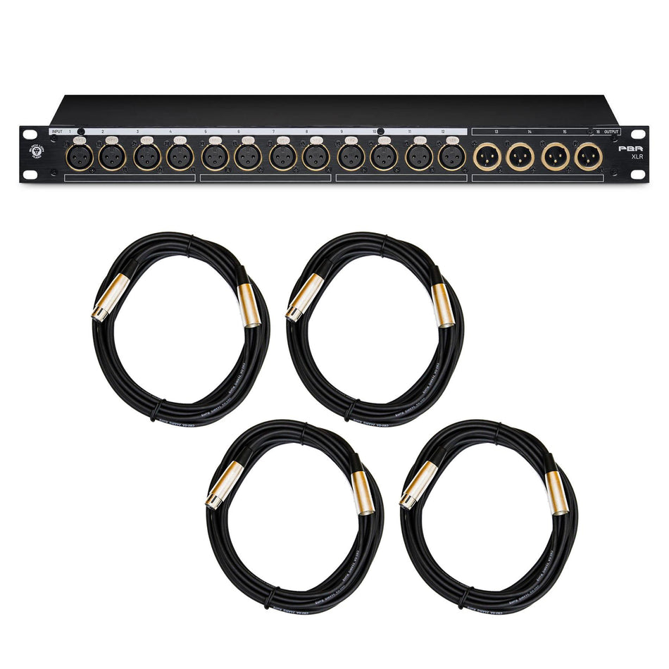 Black Lion BPR XLR 16-Point XLR Patchbay w/ 4 XLR Cables Bundle