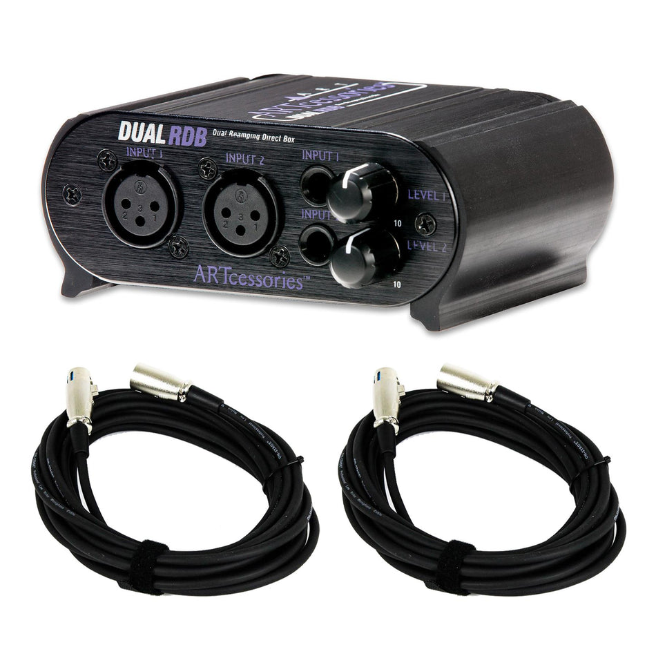 ART Dual RDB Stereo Reamping Interface with two 20-foot XLR Cables Bundle