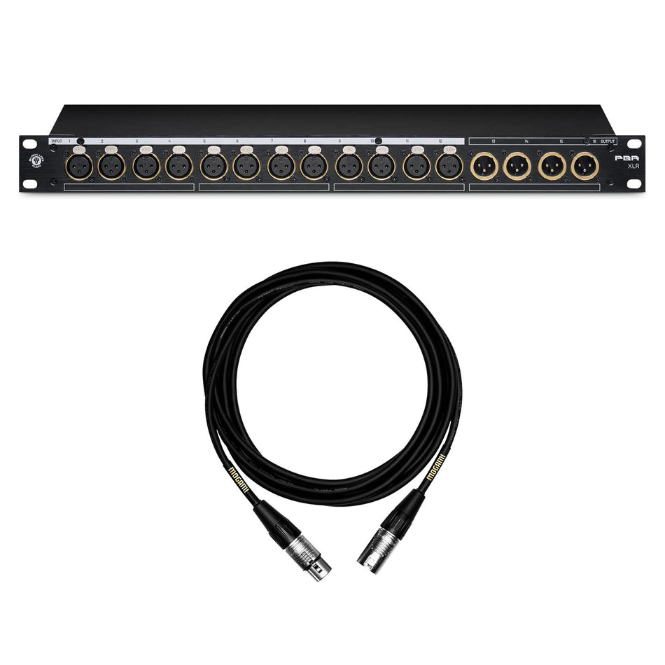 Black Lion BPR XLR 16-Point XLR Patchbay Bundle with 15-foot Mogami XLR Cable