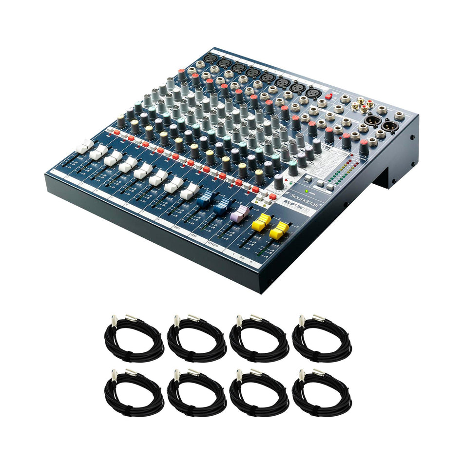 Soundcraft EFX8 Mixing Console Bundle with 8 20-foot XLR Cables