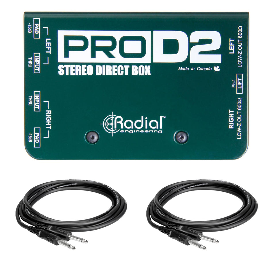 Radial Engineering ProD2 w/ 2 Instrument Cables Bundle