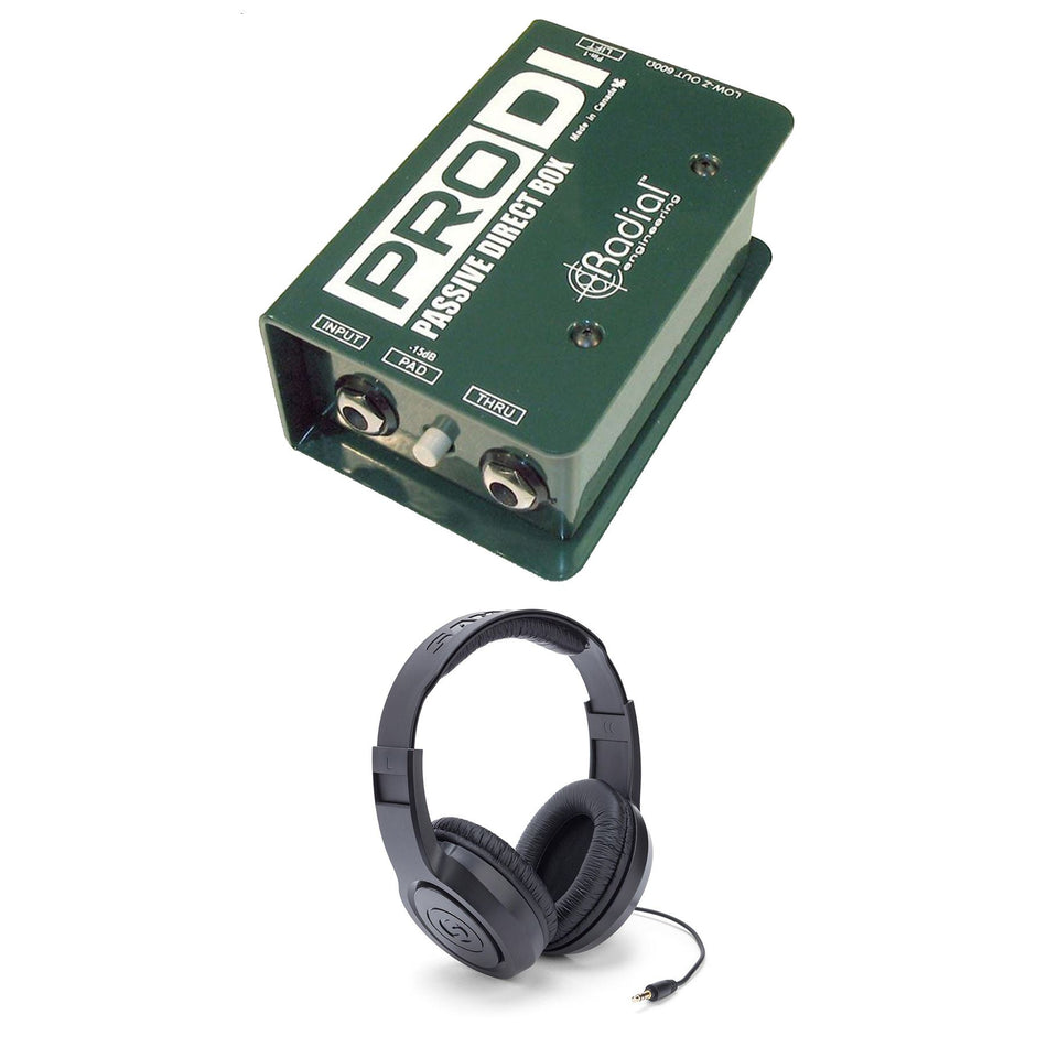 Radial Engineering PRO DI Bundle with Samson SR350 Headphones