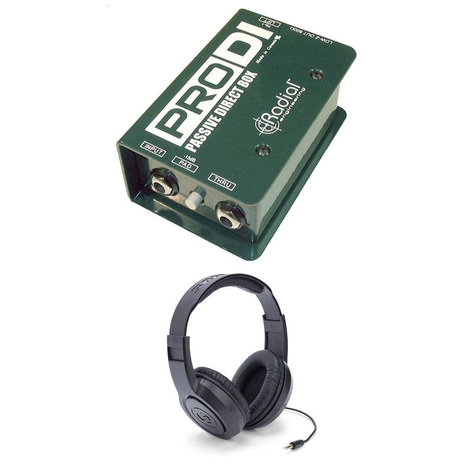 Radial Engineering ProDI Direct Box Bundle with Samson SR350 Headphones