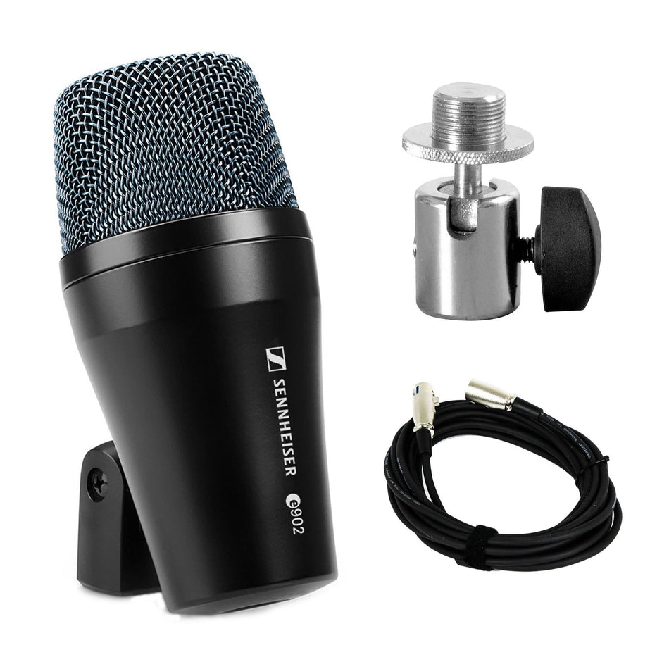 Sennheiser e902 Microphone w/ On-Stage Ball Joint Adapter & XLR Cable Bundle