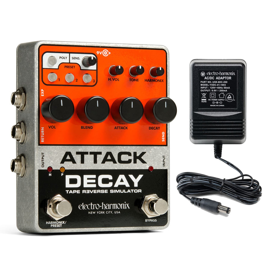 Electro-Harmonix Attack Decay Tape Reverse Simulator Guitar Effects Pedal w/ PSU