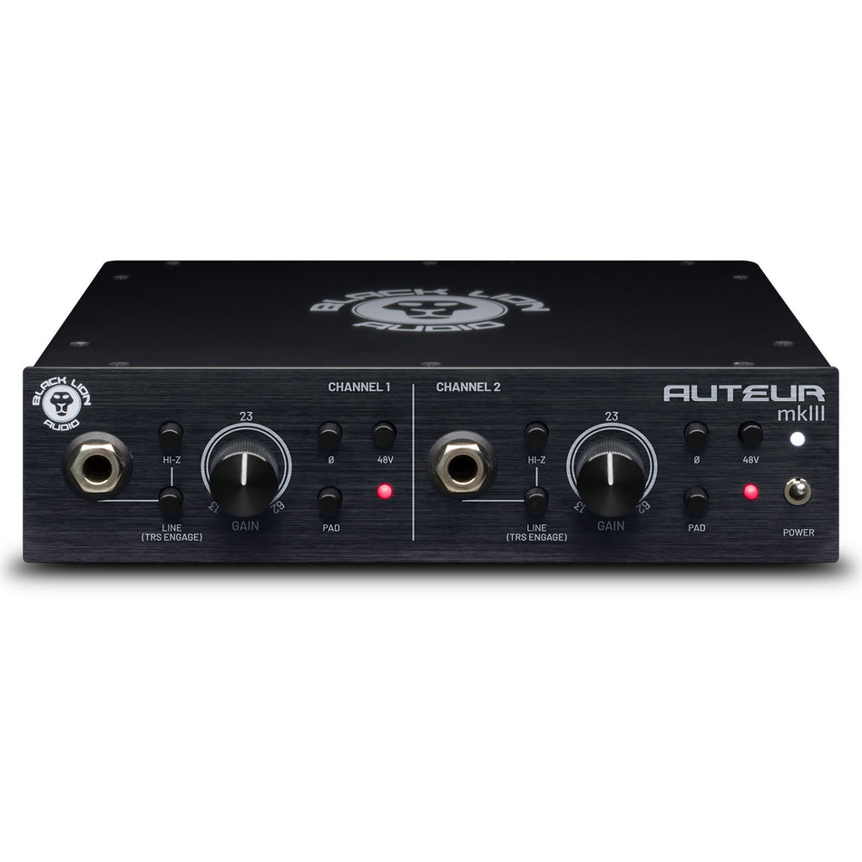 Black Lion Audio Auteur MK3 2-Channel Microphone and Instrument Preamplifier MicPre Stereo MKII Preamp