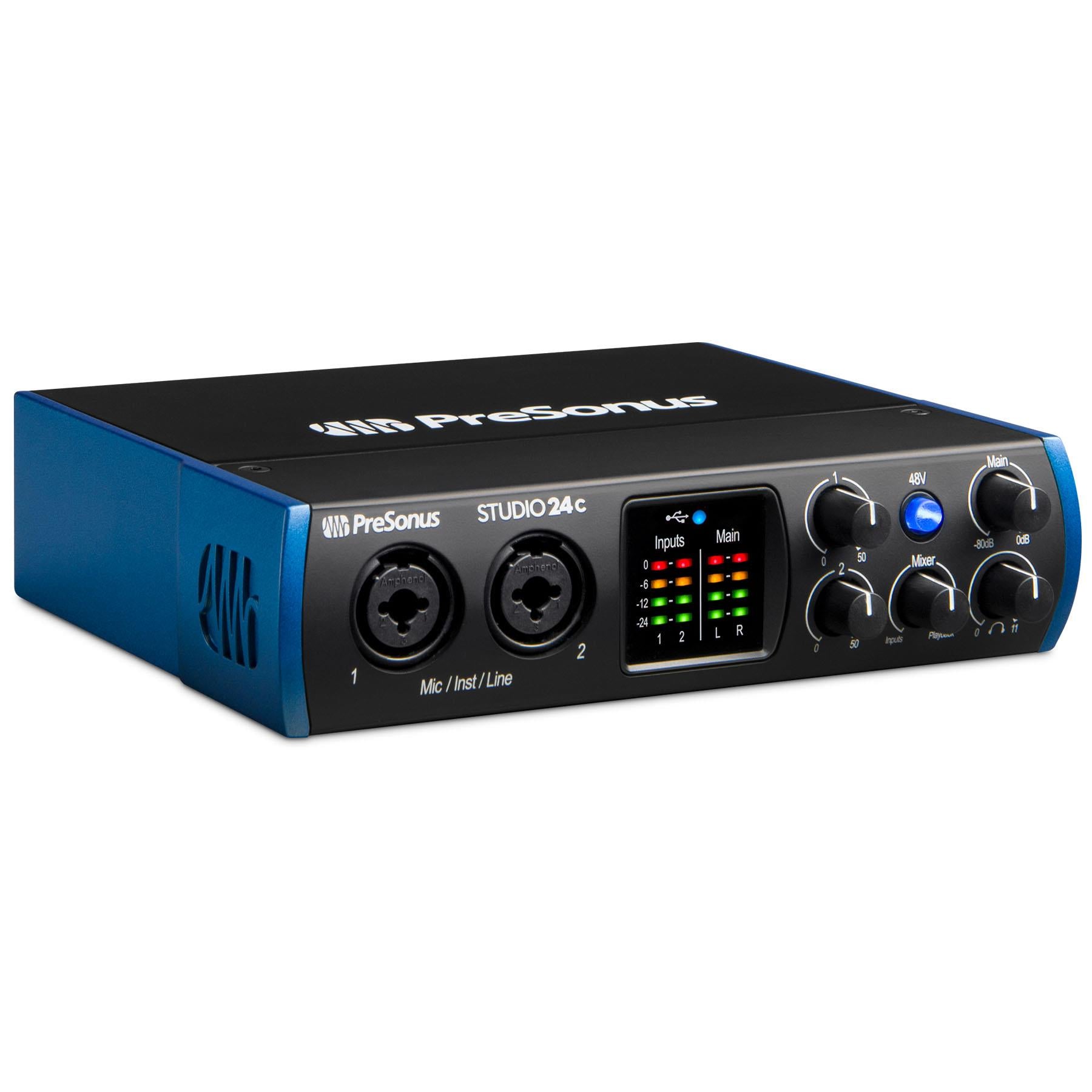PreSonus Studio 24C USB-C Audio Interface Bundle with XLR Cables & TRS  Cables
