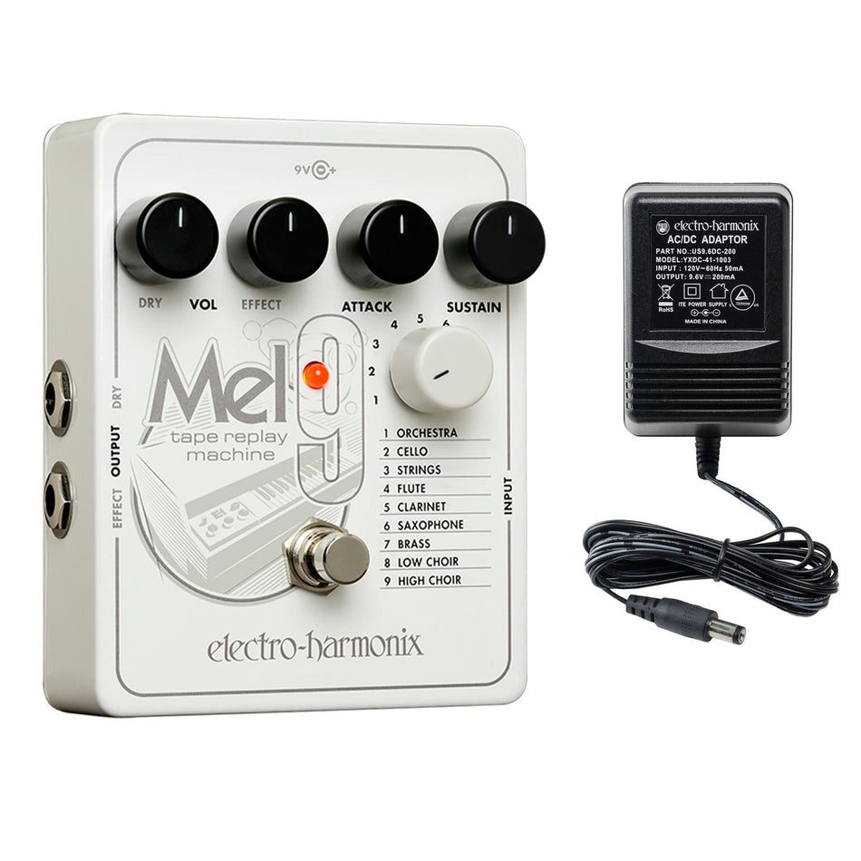 Electro-Harmonix MEL9 Tape Replay Machine Guitar Effects Pedal with Power Supply