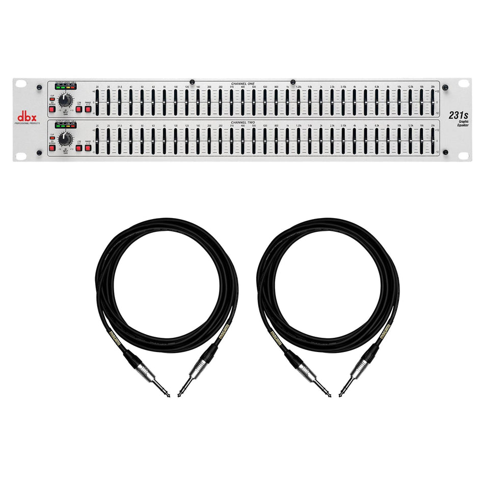 DBX 231S Graphic Equalizer w/ 2 Premium Mogami 1/4" Balanced TRS Cables Bundle