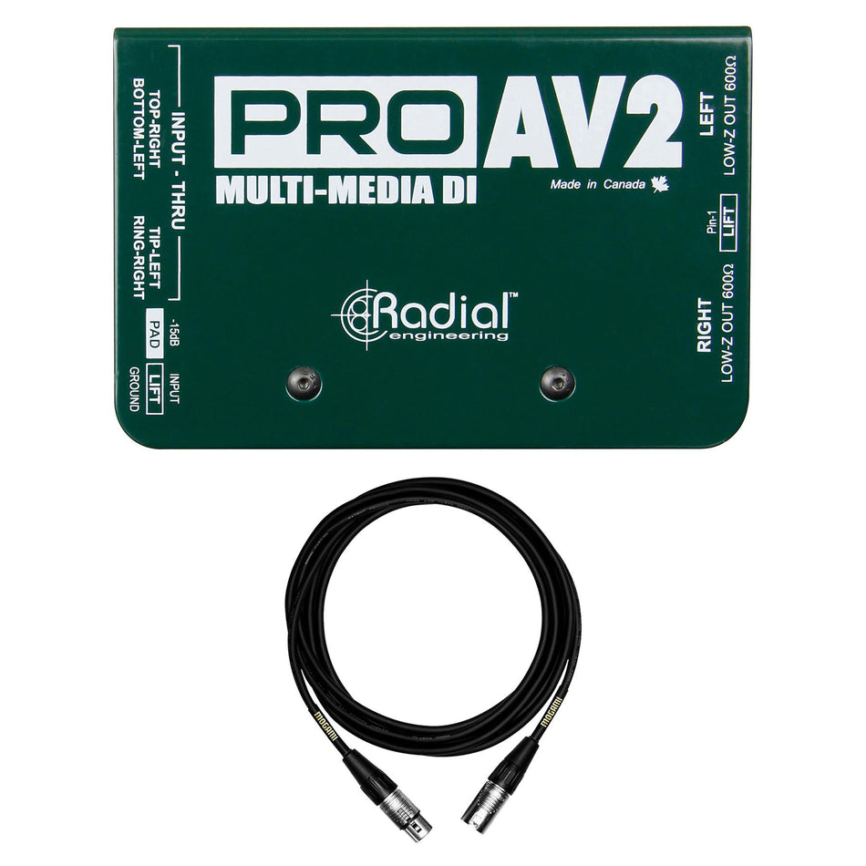 Radial Engineering ProAV2 w/ Premium 15-foot XLR Mogami Microphone Cable Bundle