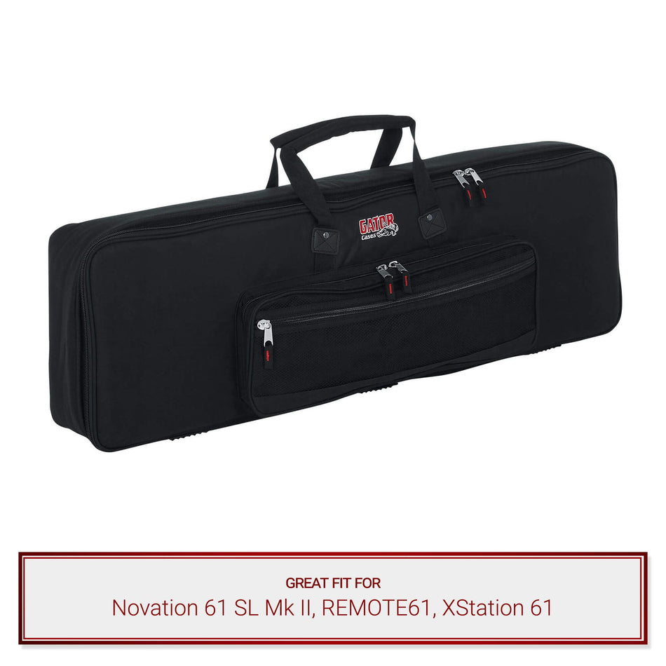 Gator Slim Keyboard Gig Bag fits Novation 61 SL Mk II, REMOTE61, XStation 61
