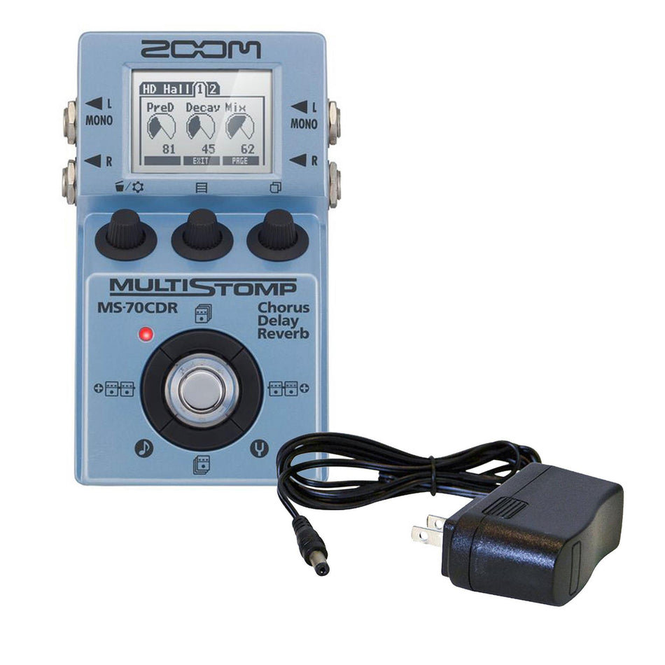 Zoom MS70CDR MultiStomp Effects Pedal w/ 9V Power Supply Bundle
