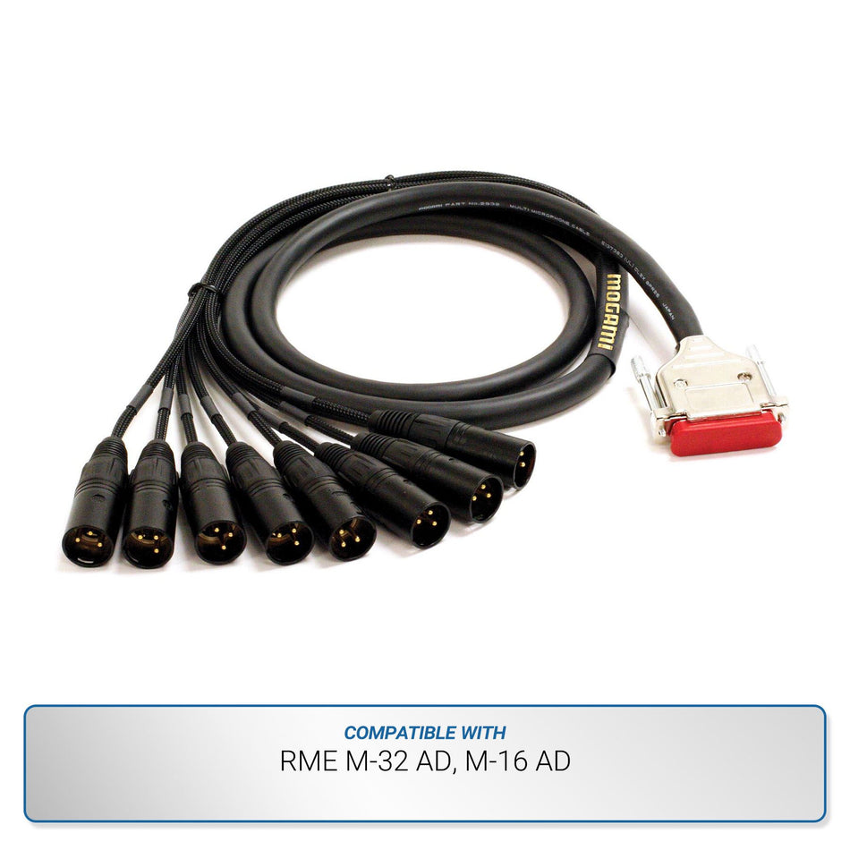 Mogami Gold 10-foot DB25 to XLRM Analog Snake for RME M-32 AD, M-16 AD