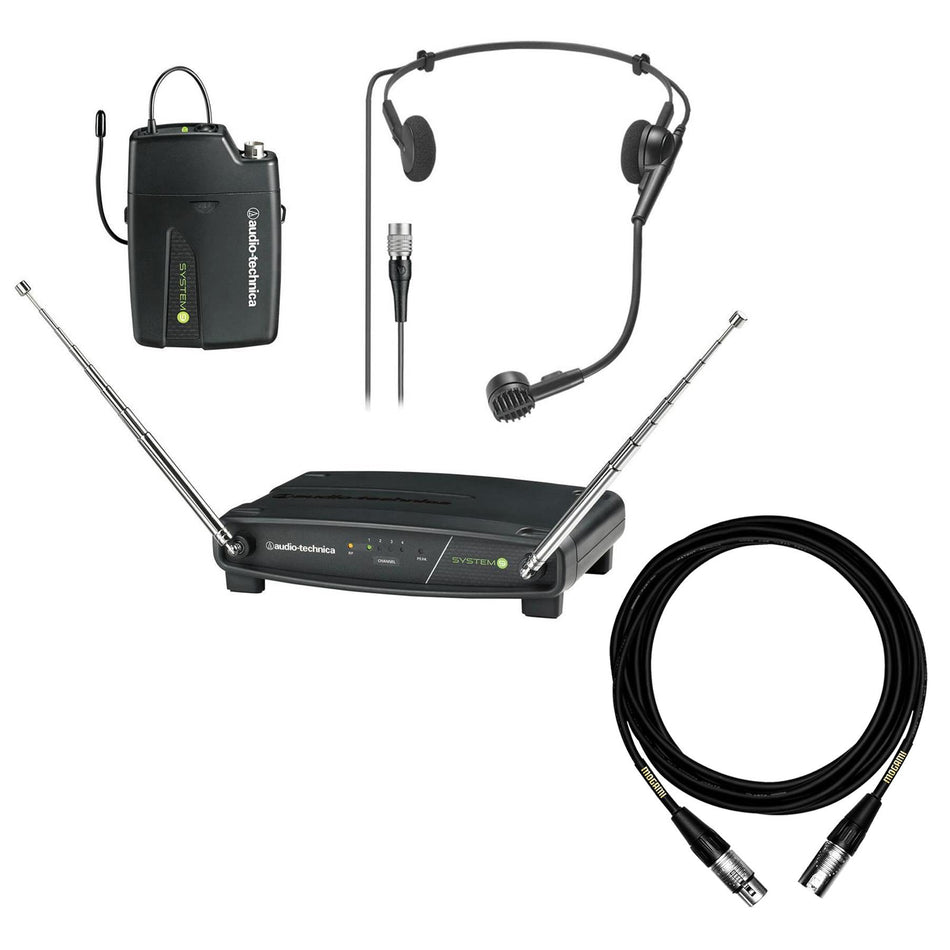 Audio-Technica ATW-901a/H Headset Wireless System w/ Mogami XLR Cable Bundle