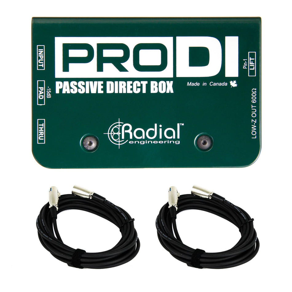 Radial Engineering PRO DI w/ 2 XLR Cables Bundle
