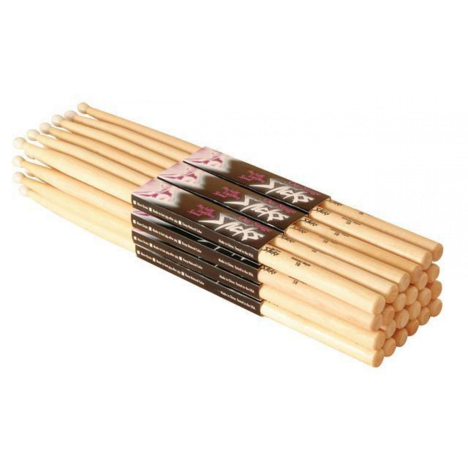 On-Stage MN7A Maple Drum Sticks w/ Nylon Tips - 7A 12-Pack 12-pair Wood