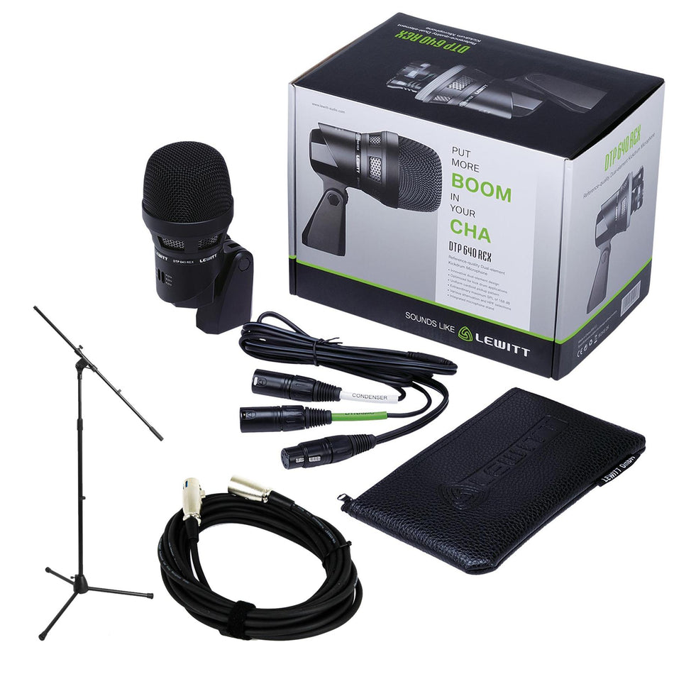 Lewitt DTP-640-REX Microphone w/ 20-foot XLR Cable & Stand Bundle