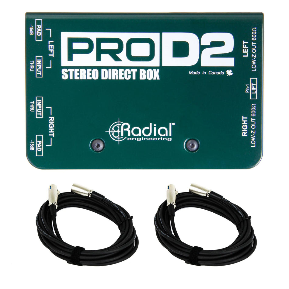 Radial Engineering ProD2 w/ 2 XLR Cables Bundle