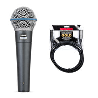 Shure Beta 58A Dynamic Live Vocal Microphone Bundle with Mogami Gold XLR Cable