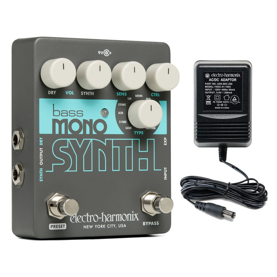 Electro-Harmonix Bass Mono Synth Bass Synthesizer Guitar Effects Pedal w/ PSU FX