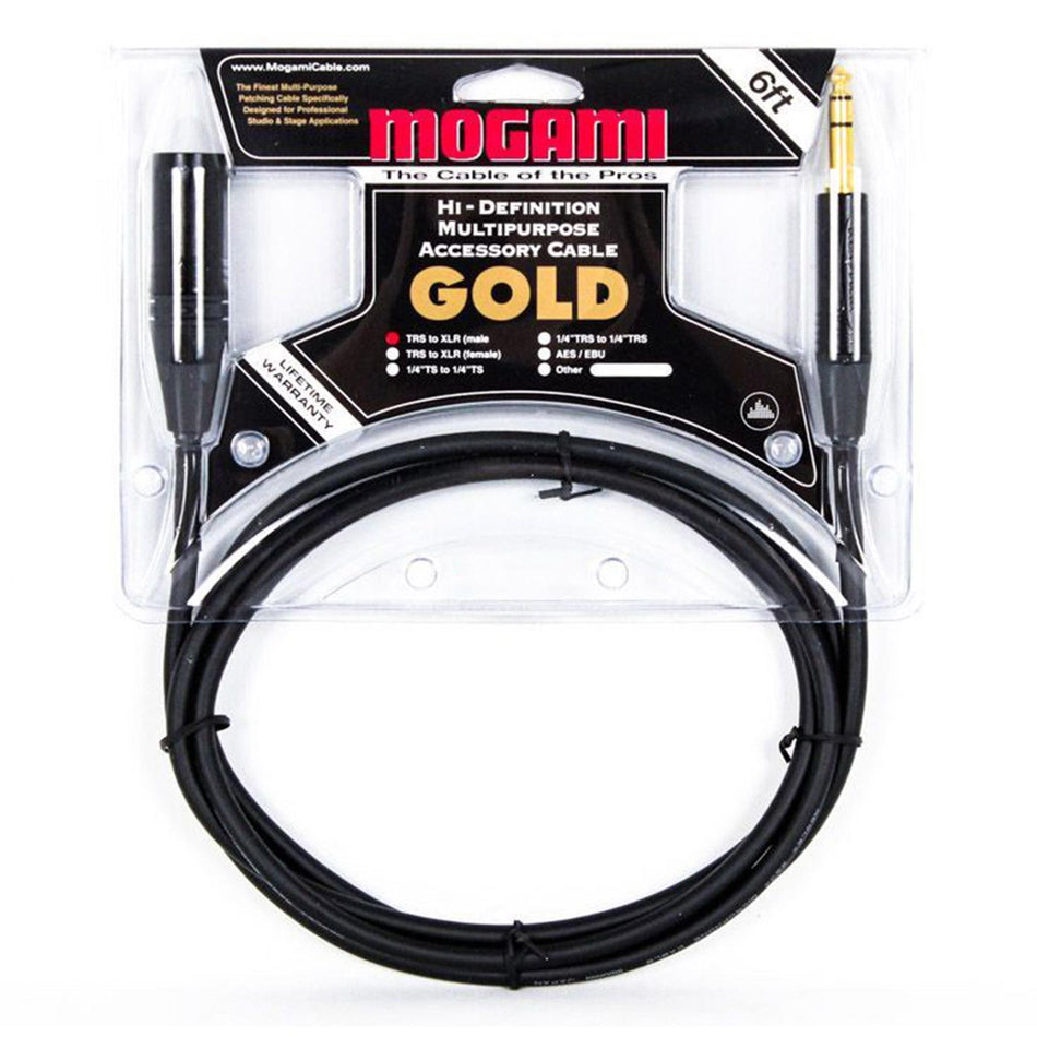 Mogami 6-foot Gold TRS-XLRM Cable for Powered Speakers XLR Male - 6'
