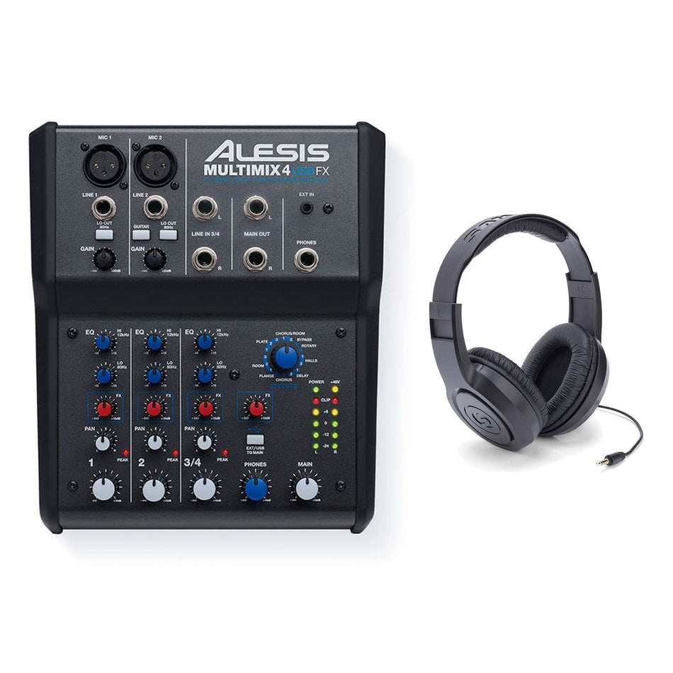 Alesis Multimix 4 USB FX Bundle with Samson SR350 Headphones