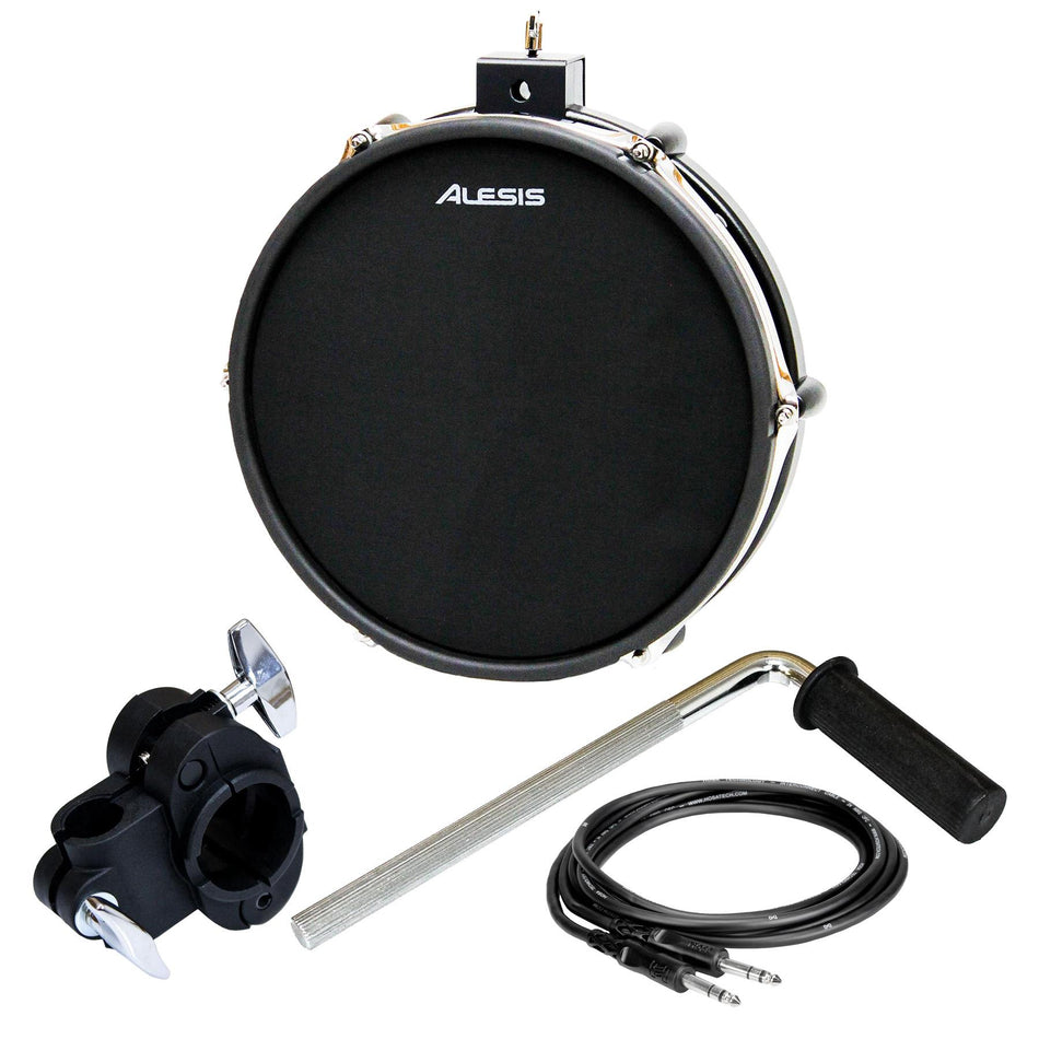 Alesis 10" Dual Zone Mesh Drum Pad w/ L-Rod, Clamp, 1/4" TRS Cable Bundle