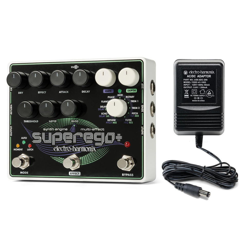 Electro-Harmonix Superego Plus Super Synth Engine Pedal with Power Supply