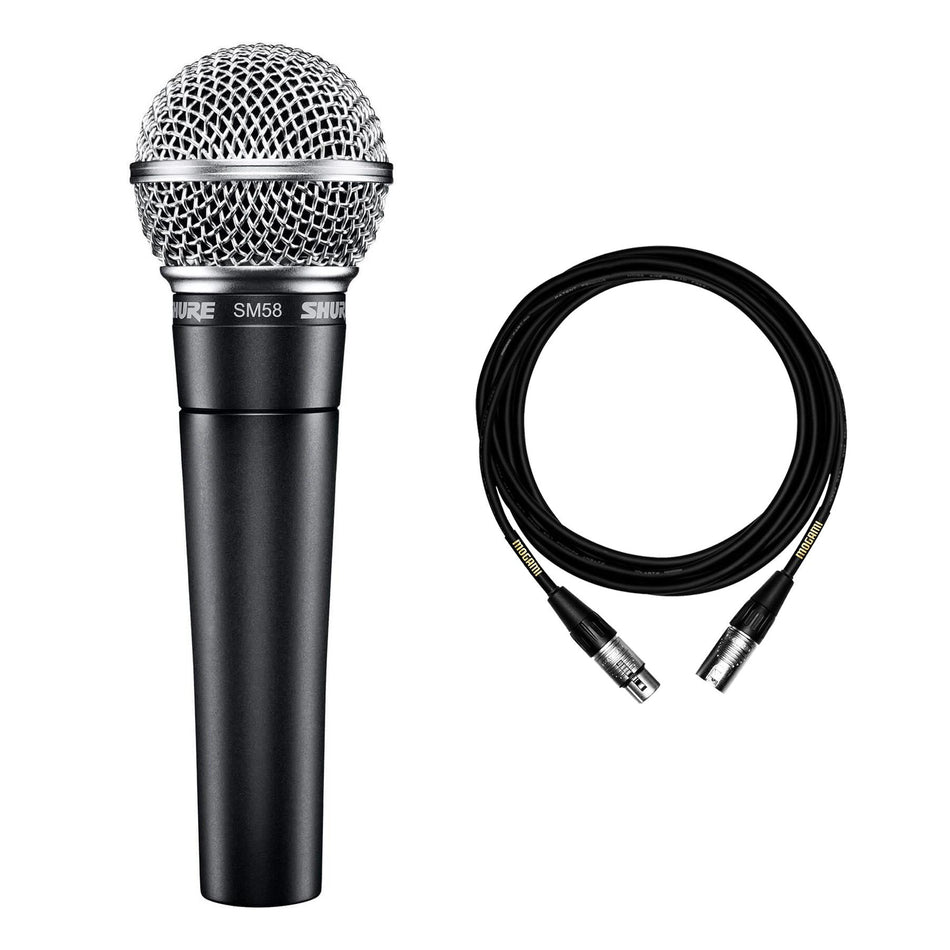 Shure SM58 Microphone w/ Premium 15-foot XLR Mogami Cable Bundle