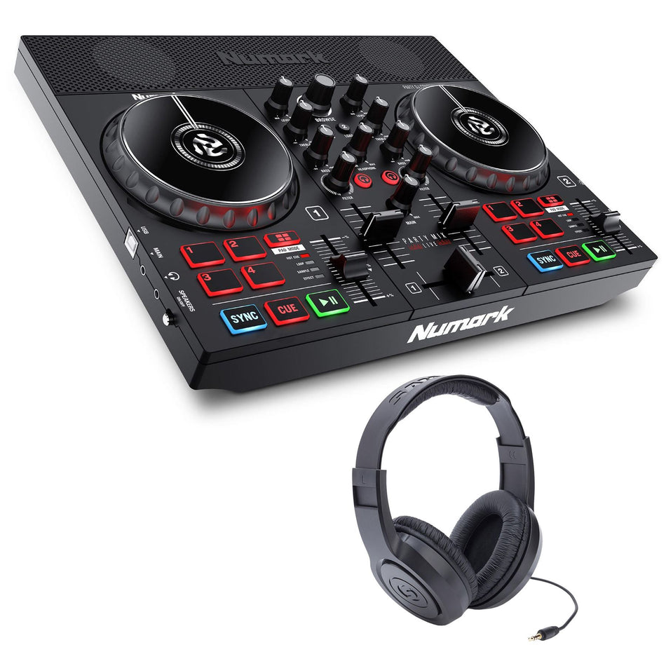 Numark Party MIx Live DJ Controller Bundle with Samson SR350 Headphones