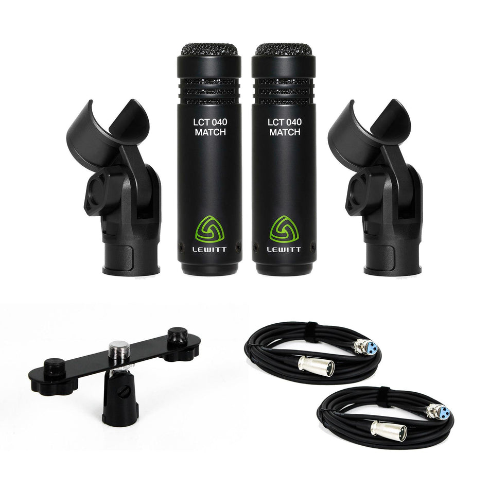 Lewitt LCT 040 Match Stereo Pair Bundle with T-Bar and 2 20-foot XLR Cables