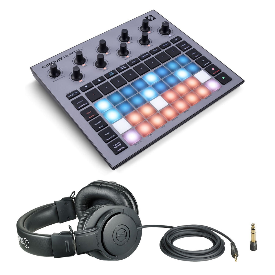 Novation Circuit Rhythm Bundle with Audio-Tehnica ATH-M20x Headphones