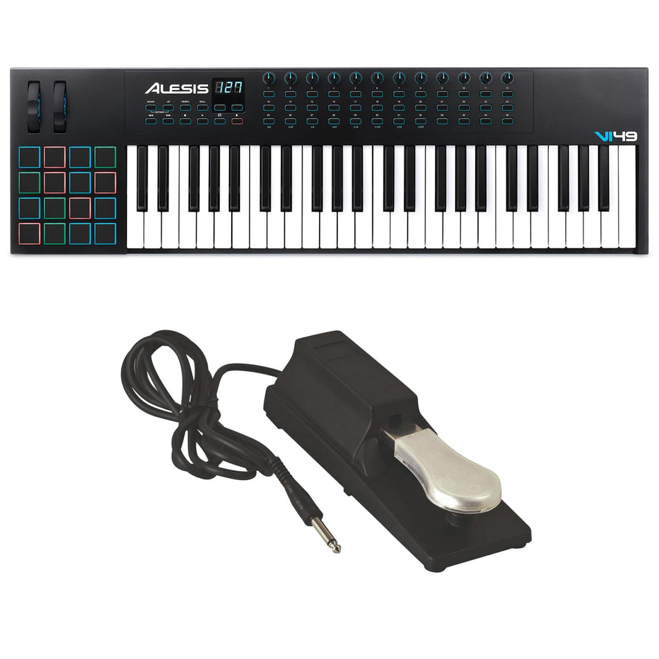 Alesis VI49 USB Keyboard Controller w/ Sustain Pedal Bundle