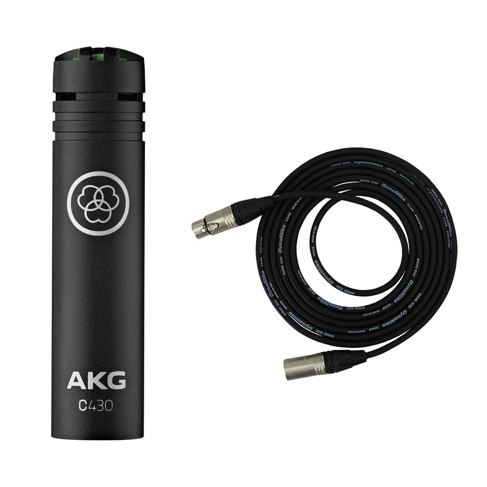 AKG C430 Miniature Condenser Microphone w/ Pro Co EXMN-15 XLR Cable Bundle
