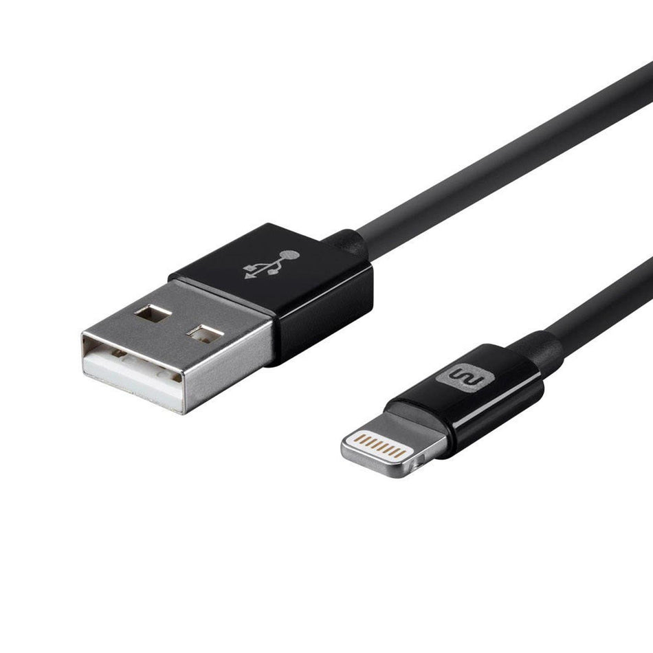 Monoprice Black Apple MFi Certified Lightning to USB-A Charge & Sync Cable, 3-foot