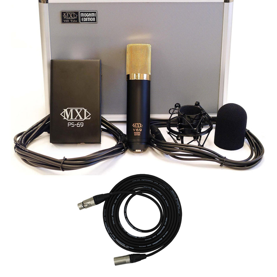 MXL V69M Tube Condenser Microphone w/ Pro Co EXMN-15 XLR Cable Bundle
