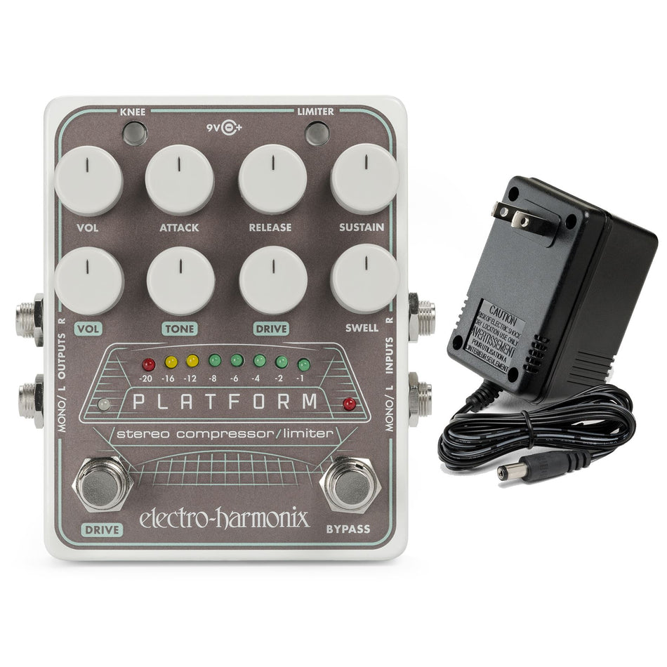 Electro-Harmonix Platform Stereo Compressor/Limiter Effects Pedal w/ PSU EHX FX