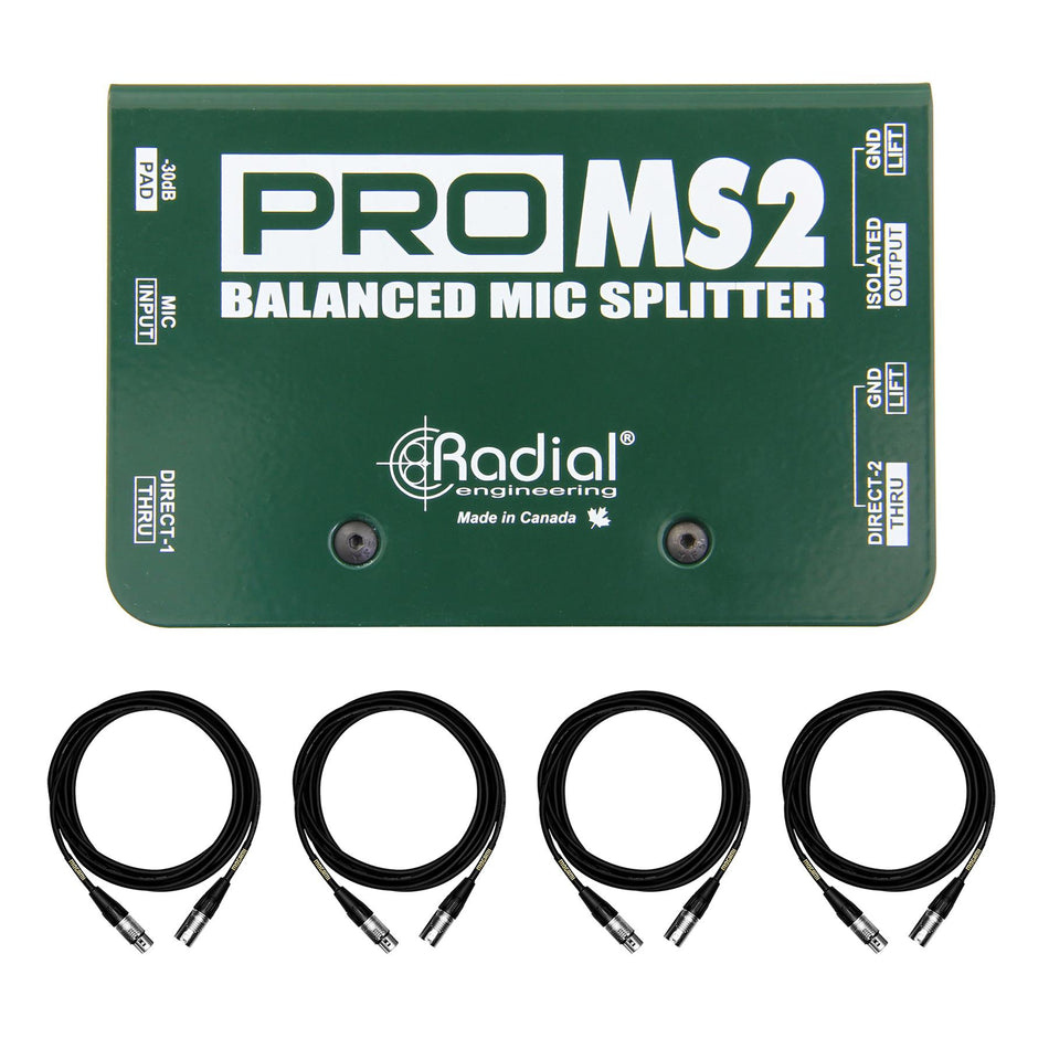 Radial Engineering ProMS2 w/ 4 Premium 15-foot XLR Mogami Cables Bundle