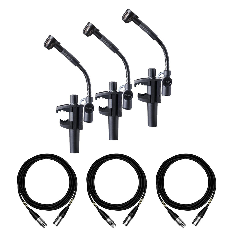 AKG C518M Miniature Microphone Three Pack Bundle with 3 Mogami XLR Cables